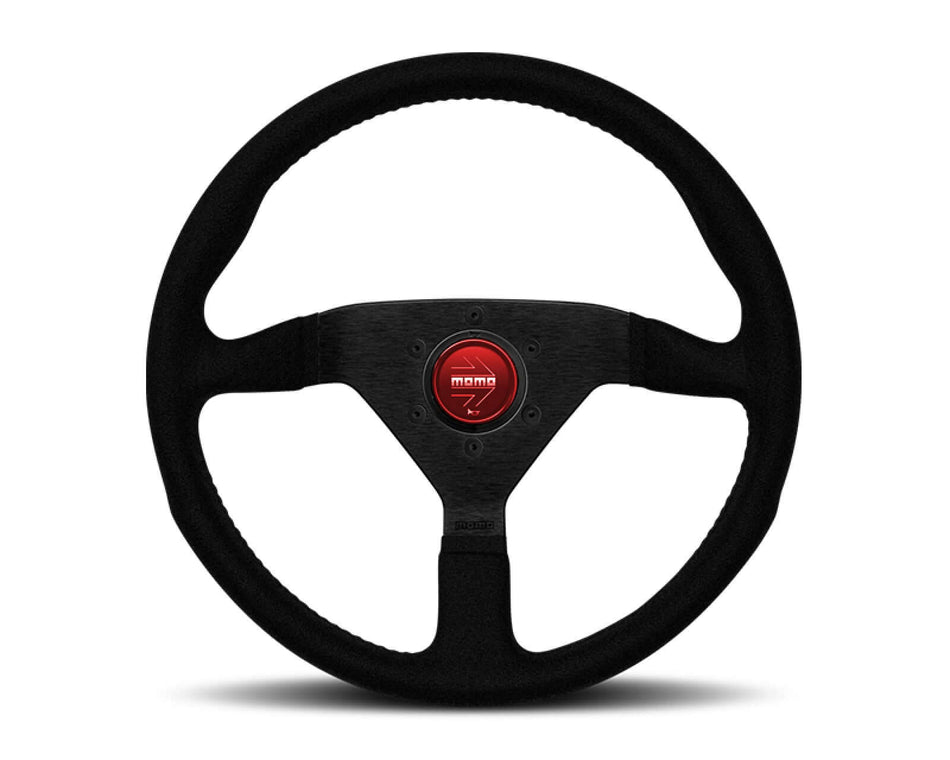 MOMO 3-Spoke Monte Carlo Series Alcantara Leather Steering Wheel with Red Stitch - $239.00