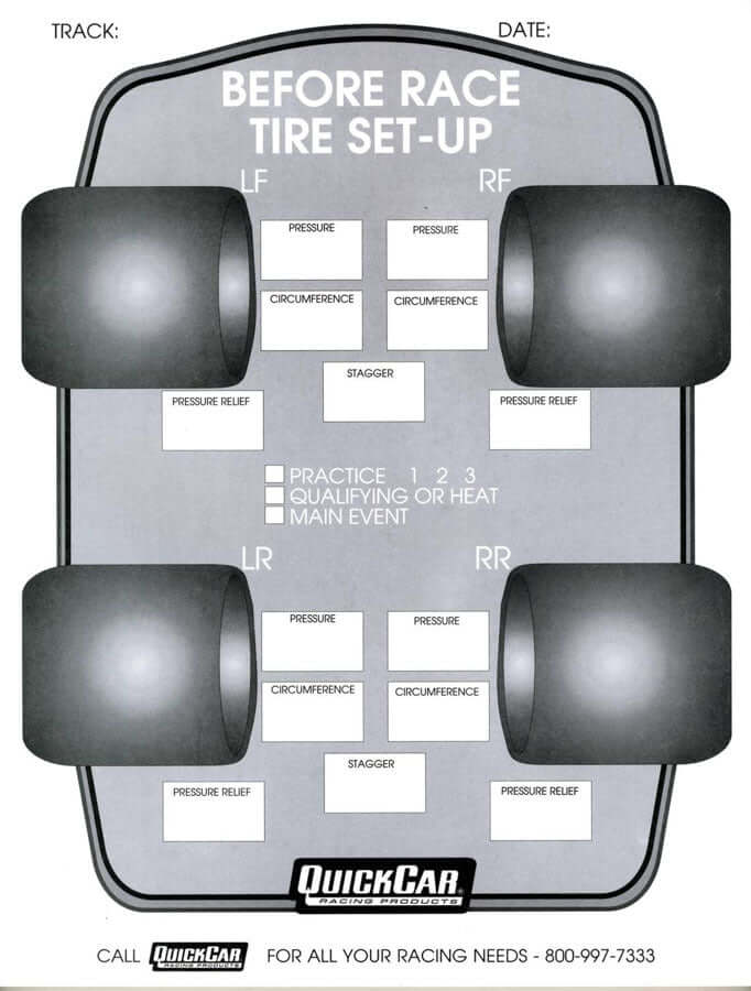 Before Race Tire Set-Up Forms (50 PK) - $8.95